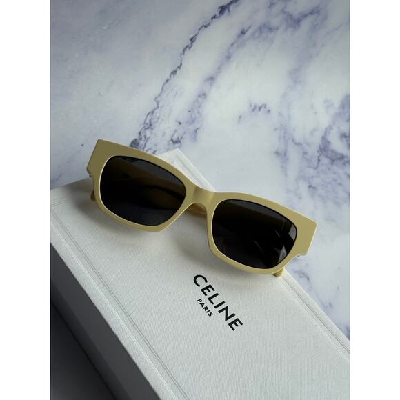 NEW Celine CL40197U Cat Eye Butter Yellow Logo Sunglasses - Picture 2 of 5